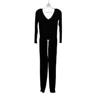 Malibu Bum Womens Jumpsuit Long Sleeve Jogger Black Size Medium